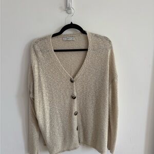 Zara Knit Beige Button-Up Women's Cardigan